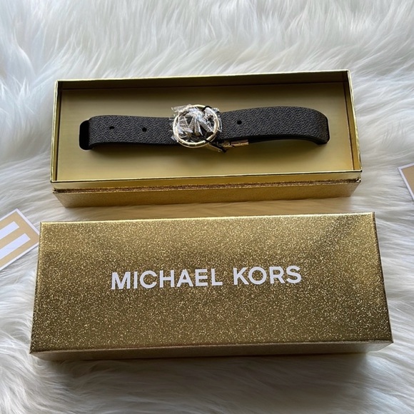 Michael Kors Accessories - Michael Kors Women's Brown Reversible Pave Logo Belt in Box. NWT